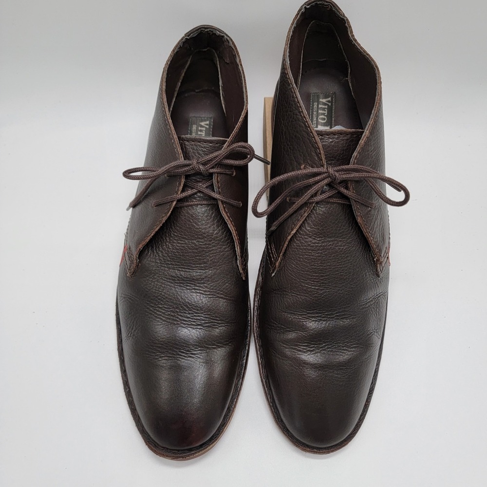 Italian Designed Vito Rossi Men's Dark Brown Leather Chukka Boots Size 11 - Picture 2 of 9